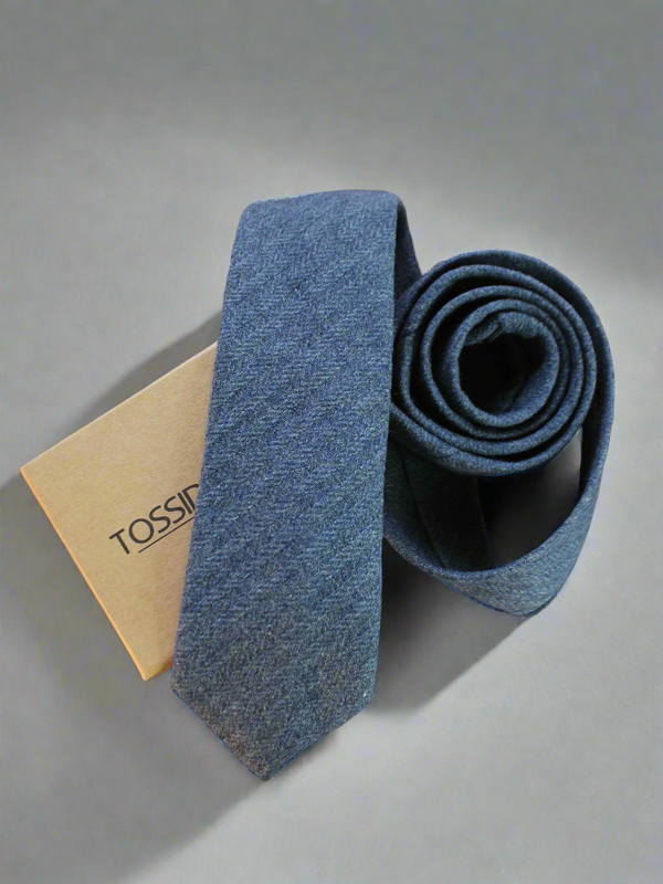 Blue Stripes Wool Skinny Necktie