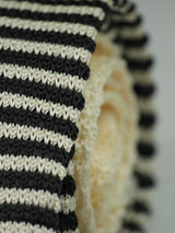 Beige & Black Stripe Knitted Necktie - TOSSIDO
