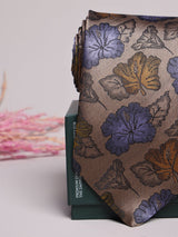 Beige Floral Leaf Necktie - TOSSIDO