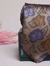 Beige Floral Leaf Necktie