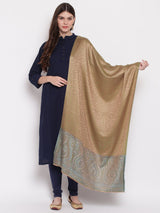 Beige Floral Modal Silk Stole - TOSSIDO