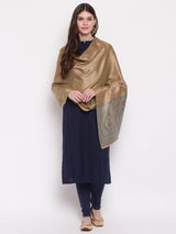 Beige Floral Modal Silk Stole - TOSSIDO