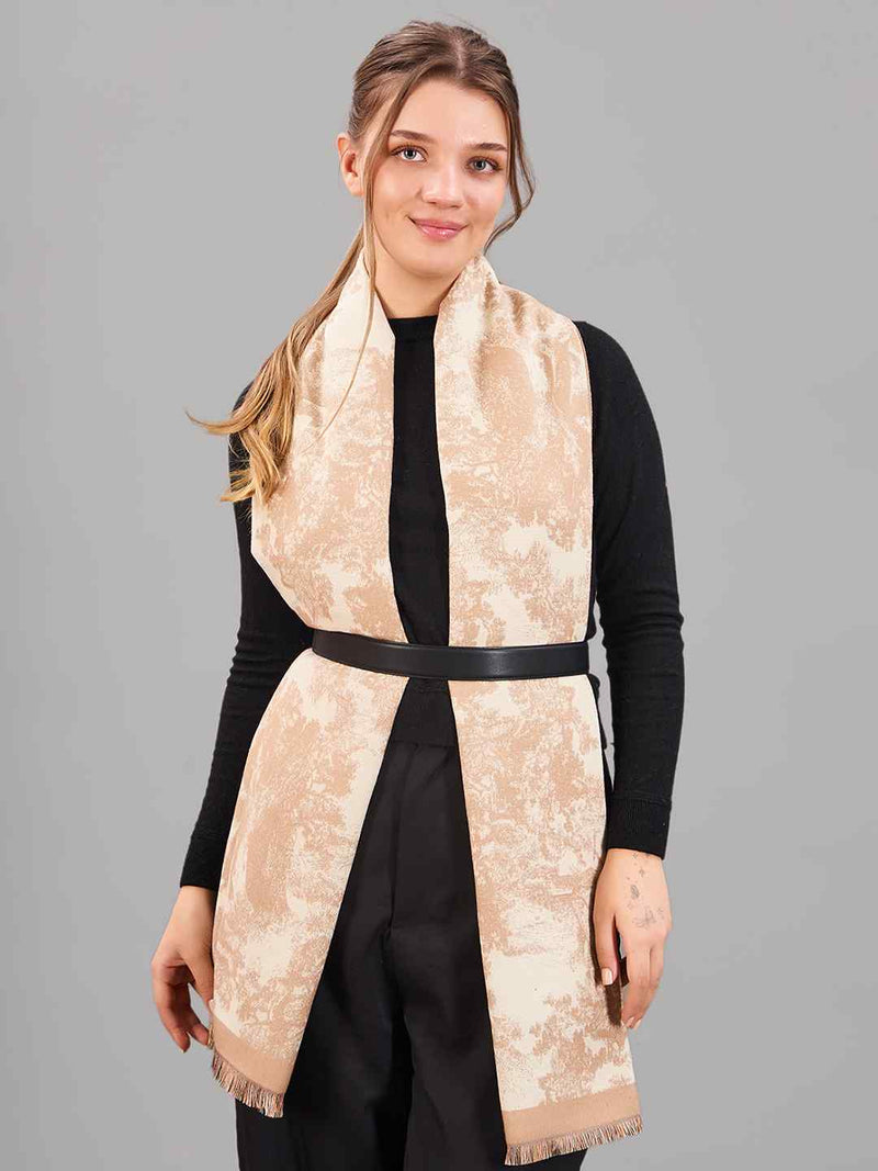 Beige Floral Premium Muffler - TOSSIDO