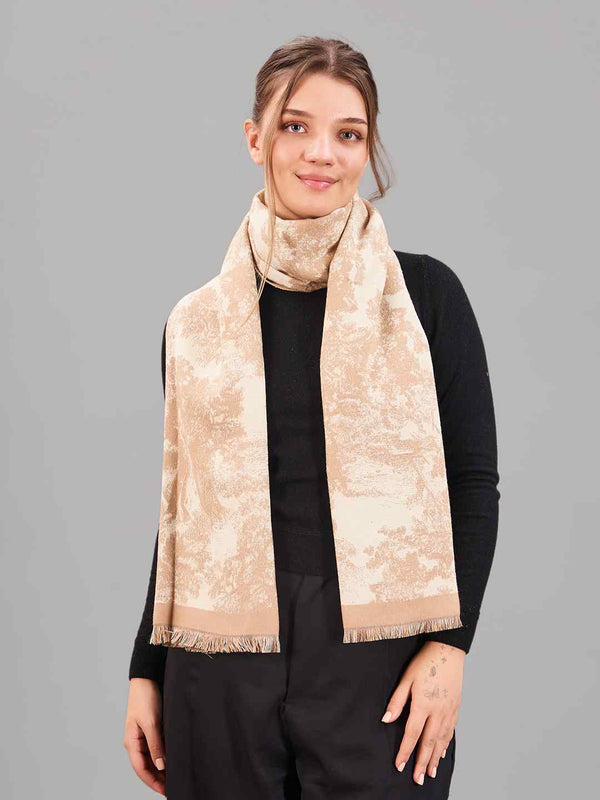 Beige Floral Premium Muffler - TOSSIDO