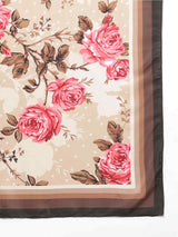 Beige Floral Scarf & Scarf Bag Set - TOSSIDO