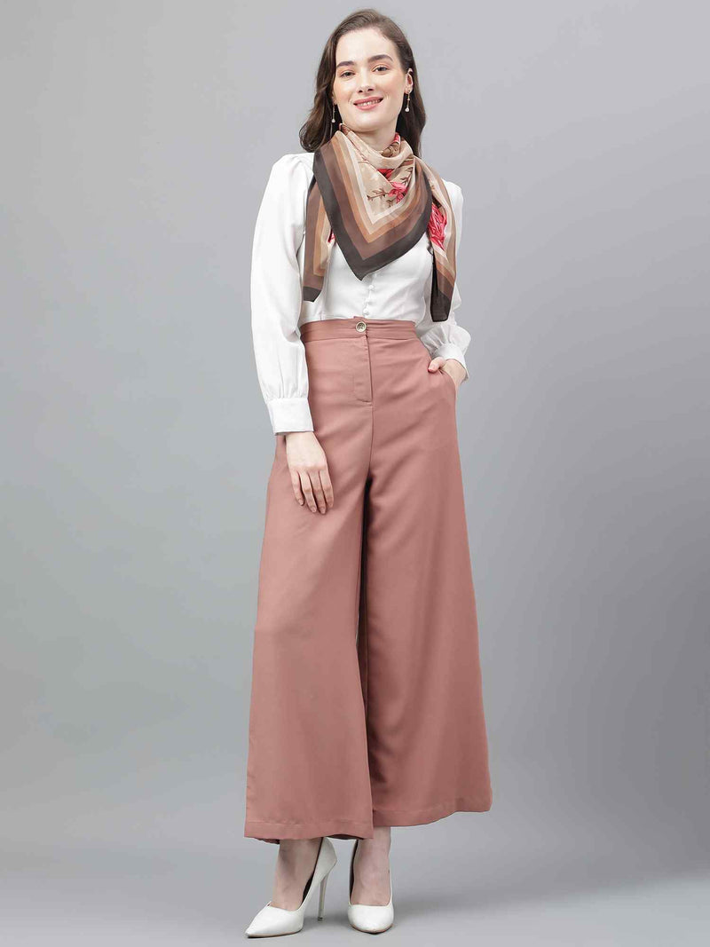 Beige Floral Scarf & Scarf Bag Set - TOSSIDO