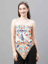 Beige Floral Scarf & Scarf Bag Set - TOSSIDO