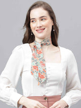 Beige Floral Scarf & Scarf Bag Set - TOSSIDO