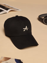 Black A Embroidered Baseball Cap