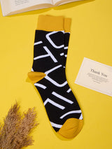 Black Abstract Lines Socks