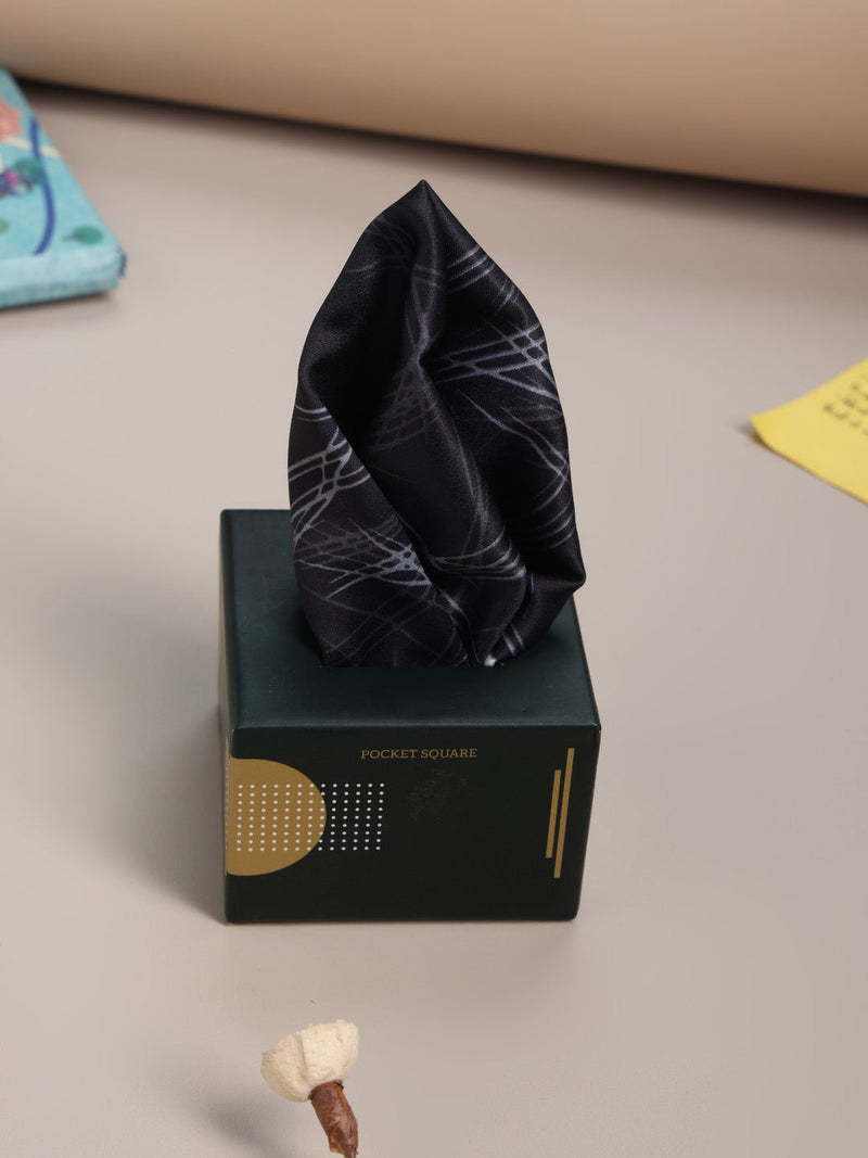 Black Abstract Pocket Square - TOSSIDO