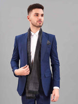 Black Abstract Reversible Stole & Pocket Square Set - TOSSIDO