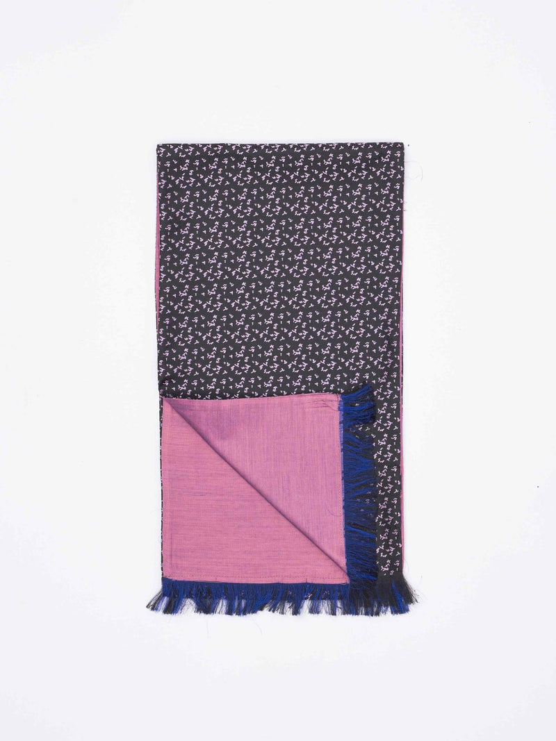 Black Abstract Reversible Stole & Pocket Square Set - TOSSIDO