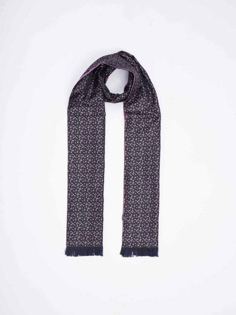 Black Abstract Reversible Stole & Pocket Square Set - TOSSIDO