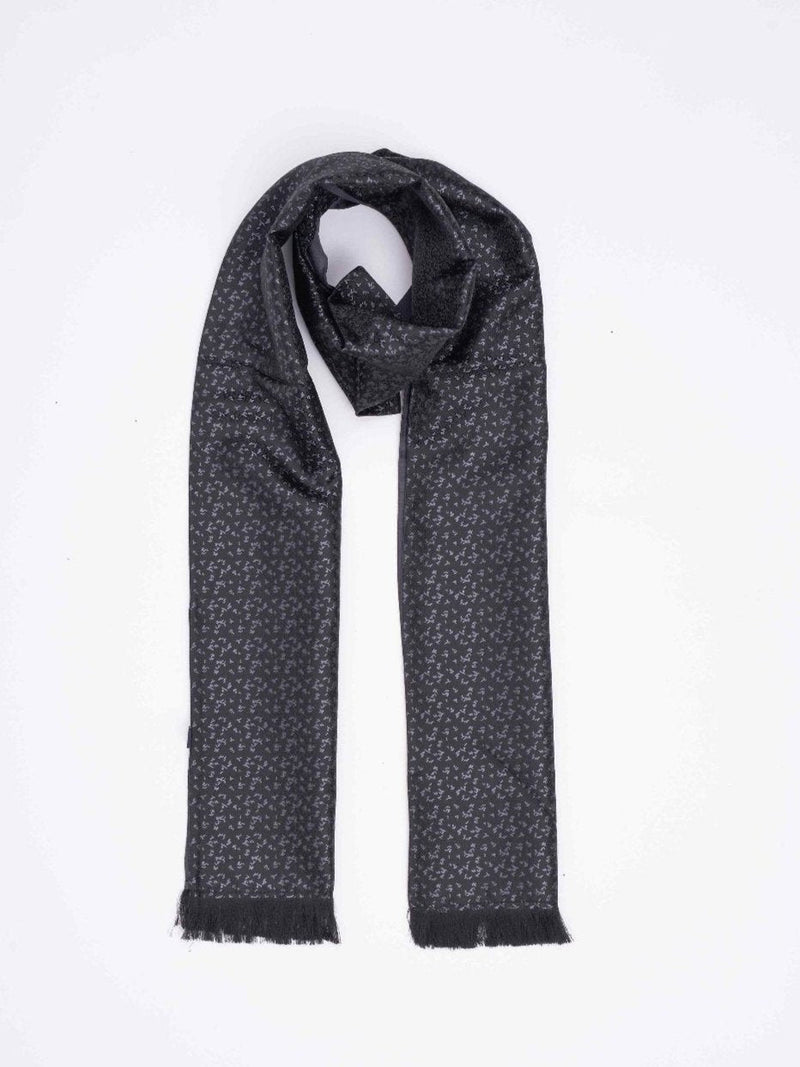 Black Abstract Reversible Stole & Pocket Square Set - TOSSIDO