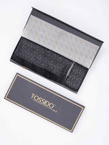Black Abstract Reversible Stole & Pocket Square Set - TOSSIDO