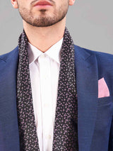 Black Abstract Reversible Stole & Pocket Square Set - TOSSIDO
