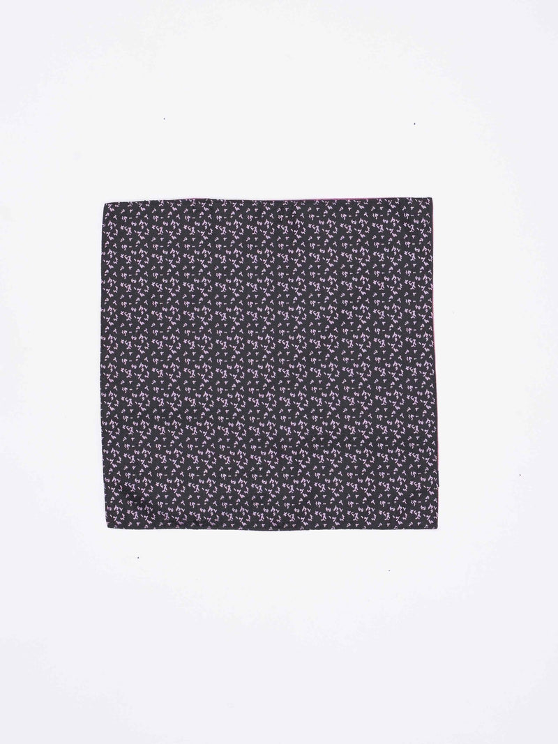 Black Abstract Reversible Stole & Pocket Square Set - TOSSIDO