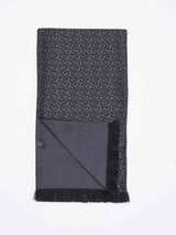 Black Abstract Reversible Stole & Pocket Square Set - TOSSIDO