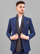 Black Abstract Reversible Stole & Pocket Square Set - TOSSIDO