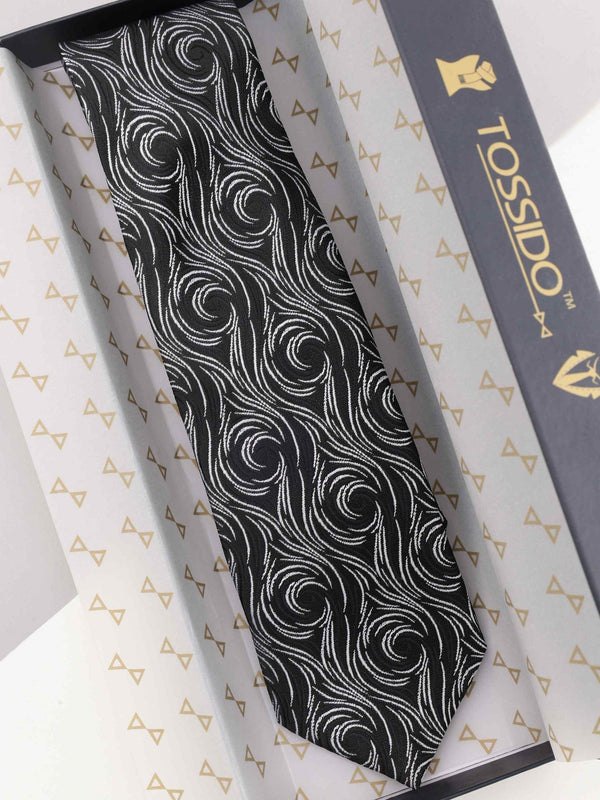Black Abstract Woven Necktie - TOSSIDO