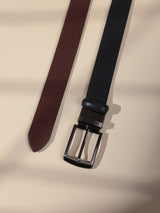 Black & Burgundy Textured Reversible Leather Belt