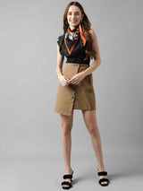 Black And Orange Floral Scarf & Scarf Bag Set - TOSSIDO