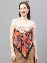 Black And Orange Floral Scarf & Scarf Bag Set - TOSSIDO