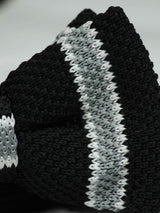 Black Base with Grey Striped Knitted Bow Tie - TOSSIDO