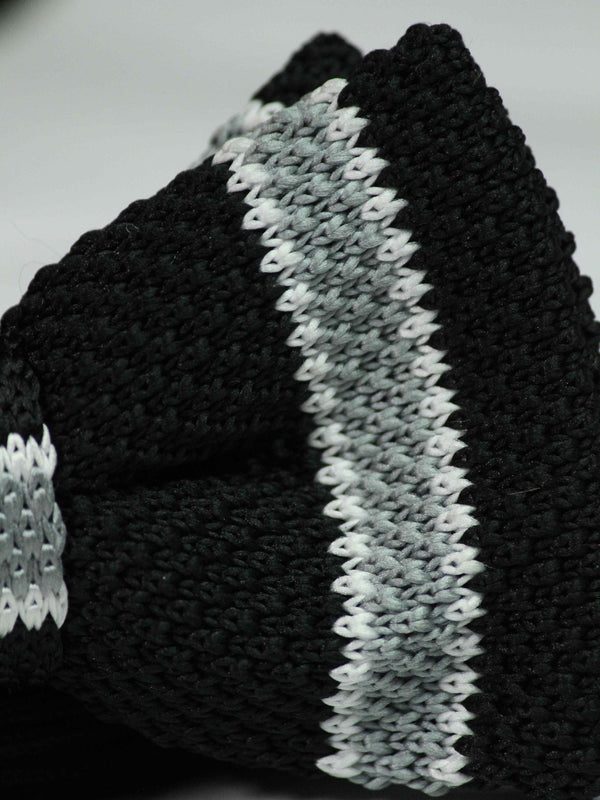 Black Base with Grey Striped Knitted Bow Tie - TOSSIDO