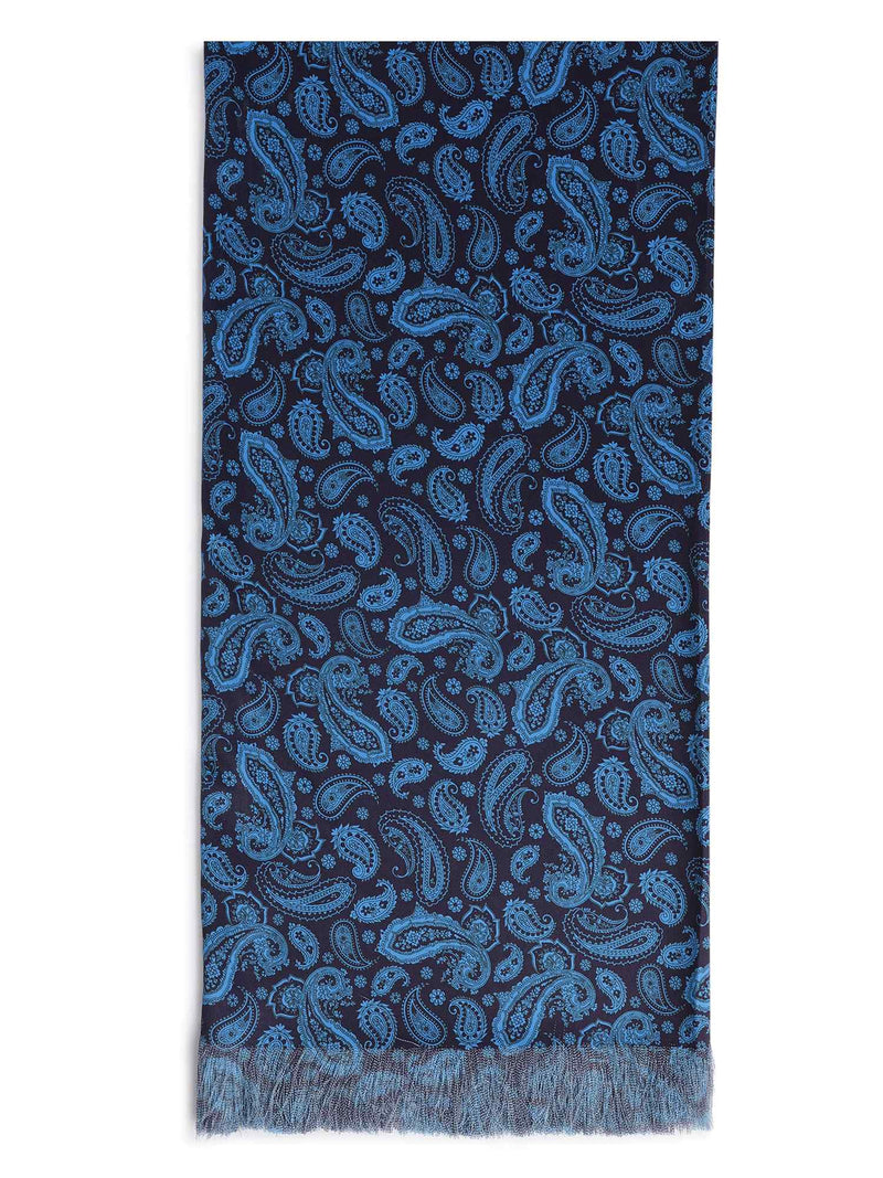 Black & Blue Paisley Stole & Pocket Square Set - TOSSIDO