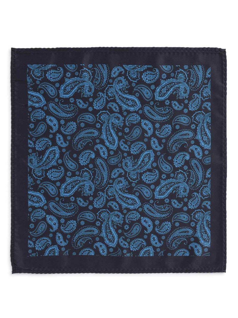 Black & Blue Paisley Stole & Pocket Square Set - TOSSIDO