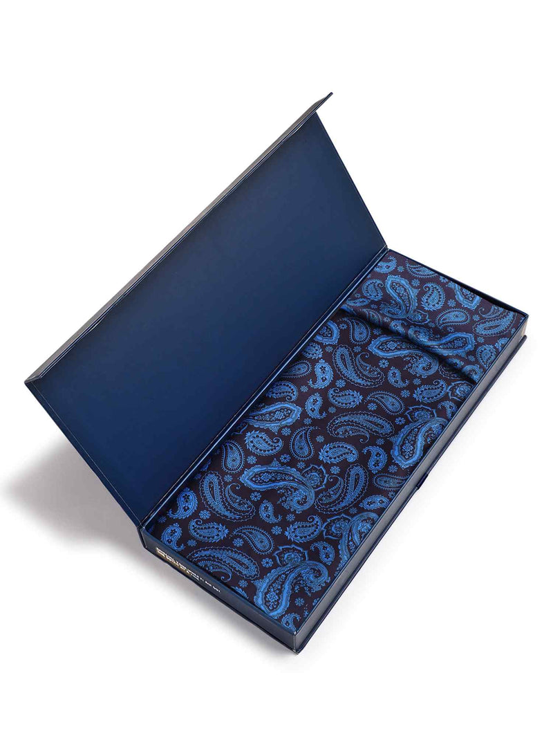 Black & Blue Paisley Stole & Pocket Square Set - TOSSIDO