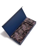Black & Brown Paisley Stole & Pocket Square Set - TOSSIDO