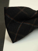 Black Check Bowtie & Pocket Square Set - TOSSIDO