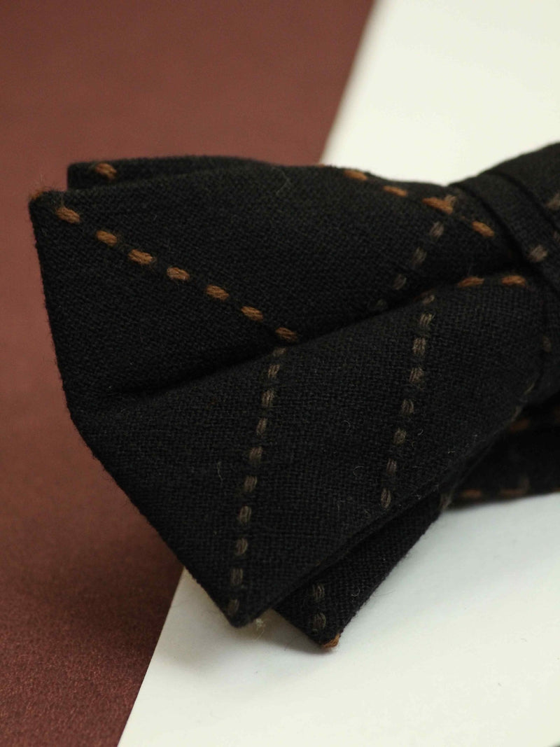 Black Check Bowtie & Pocket Square Set - TOSSIDO