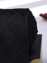 Black Check Skinny Necktie - TOSSIDO