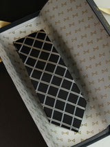 Black Check Woven Silk Necktie - TOSSIDO