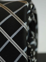 Black Check Woven Silk Necktie - TOSSIDO