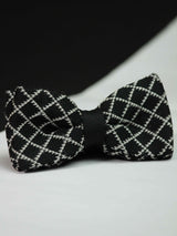 Black Checkered Knitted Bow Tie - TOSSIDO