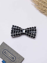 Black Crystal Bowtie Brooch - TOSSIDO
