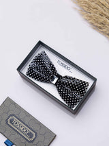 Black Diamond Studded Bowtie Brooch - TOSSIDO