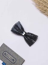 Black Diamond Studded Bowtie Brooch - TOSSIDO