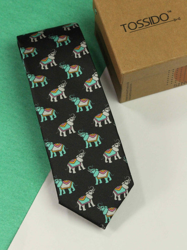 Black Elephant Necktie - TOSSIDO