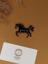 Black Enamel Horse Brooch - TOSSIDO