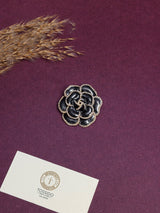Black Enamel Pearl Camellia Brooch - TOSSIDO