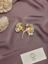 Black Enamel Twin Flower Brooch