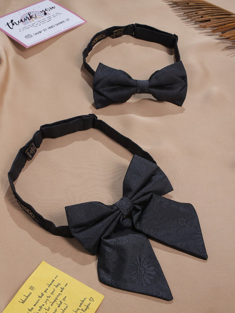 Black Floral Bowtie Set for Men and Dogs - TOSSIDO