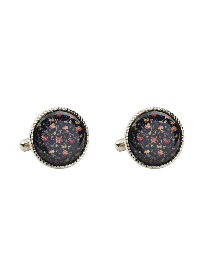 Black Floral Cufflink - TOSSIDO