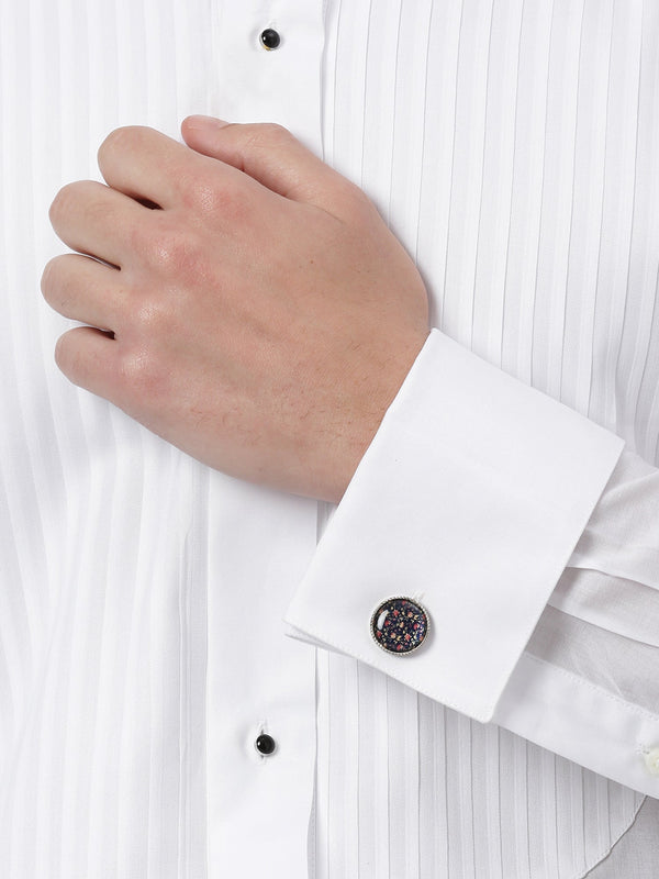 Black Floral Cufflink - TOSSIDO